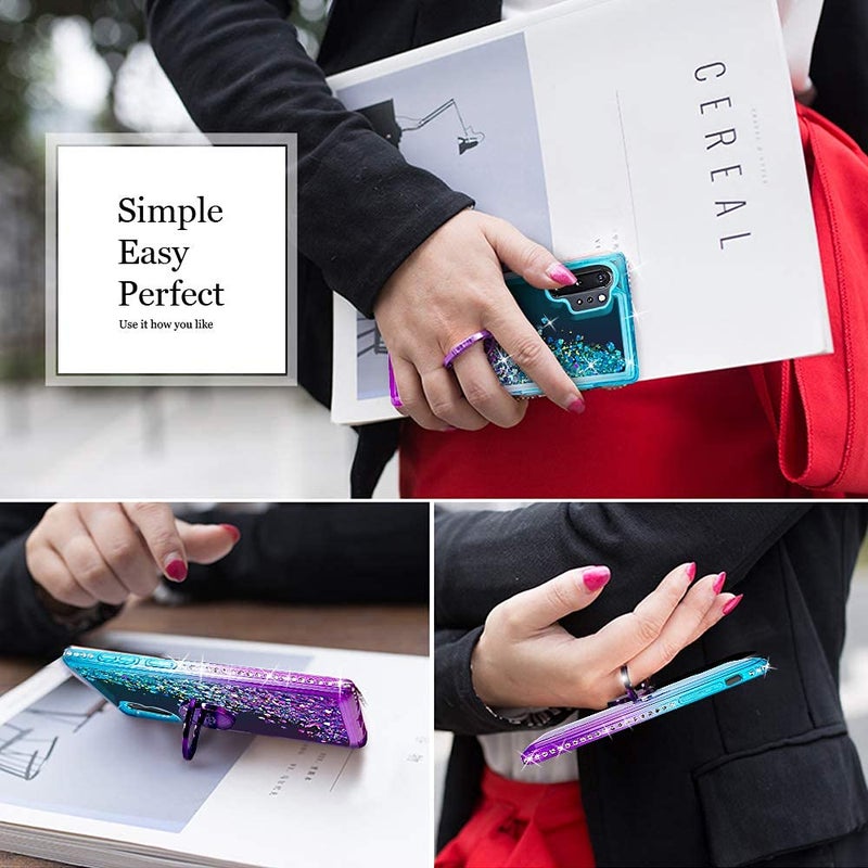 Silverback for Galaxy Note 10 Plus Case, Moving Liquid Holographic Sparkle Glitter Case with Kickstand, Girls Women Bling Diamond Ring Slim Protective Case for Samsung Galaxy Note 10 Plus 5G -Purple - Image 5